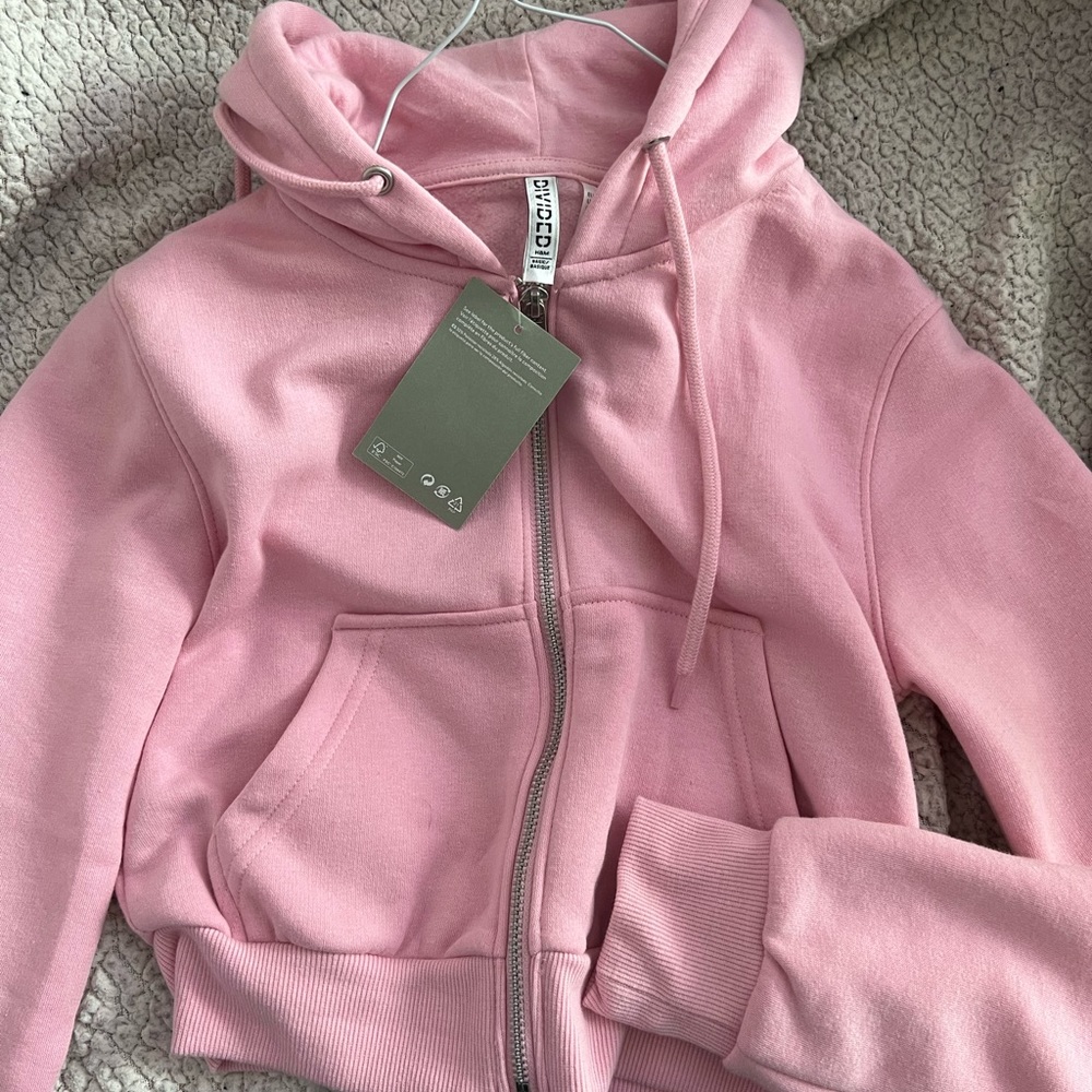 brand new with tags H & M pink cropped jacket / zip up hoodie